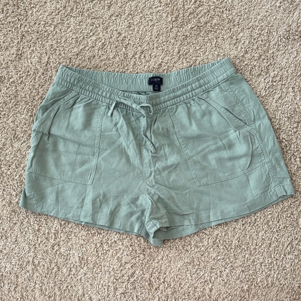 Sea Green Women's Linen Blend Shorts